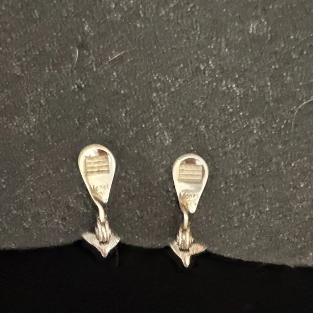 Vintage silver  Crown Trifari and Monet clip earrings